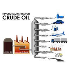 Diagram showing fractional distillation crude oil Vector Image