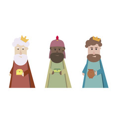 Three wisemen cartoons icon epiphany day holy Vector Image