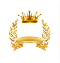 Gold crown laurel wreath winner frame isolated Vector Image