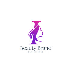 Letter d beauty logo design woman face silhouette Vector Image