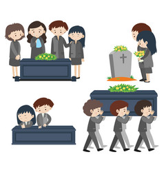 Funeral scene with man and woman Royalty Free Vector Image