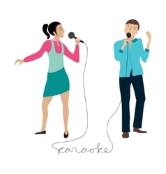 Man And Woman Singing Into Microphone Royalty Free Vector