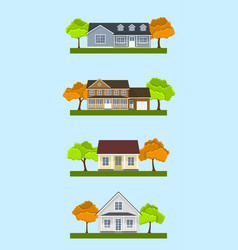 Cartoon houses in bright Royalty Free Vector Image