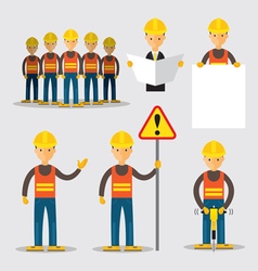 Worker with construction sign Royalty Free Vector Image
