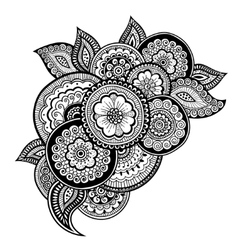 Zen-tangle floral pattern mehndi style Royalty Free Vector