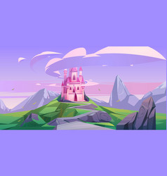 Pink magic castle princess fairy palace at night Vector Image