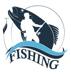 Tuna and fishing rod Royalty Free Vector Image