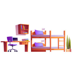 Cartoon student dormitory room interior Royalty Free Vector