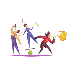 Circus characters juggling animals juggler Vector Image