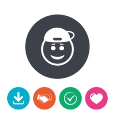 Smile rapper face icon smiley symbol Royalty Free Vector