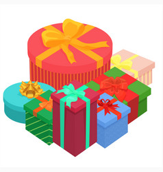 Cartoon colored presents and gift boxes royalty free vector