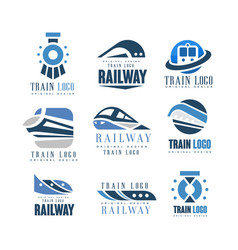 Railway design concept set with station steward Vector Image