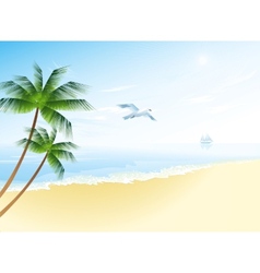 Summer beach with palm trees Royalty Free Vector Image