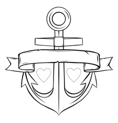 Nautical anchor with rope and Royalty Free Vector Image