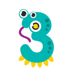 Funny cute giraffe animal and number three Vector Image