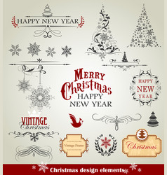Vintage style christmas design elements set Vector Image