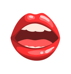 Red Female Glossy Lips With White Teeth Royalty Free Vector