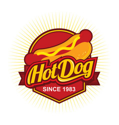 Hot dog store logo design Royalty Free Vector Image