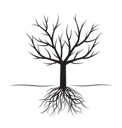 Black tree with roots Royalty Free Vector Image