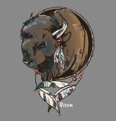 Buffalo head muzzle mascot icon Royalty Free Vector Image