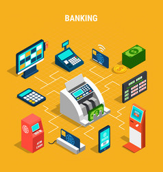 Banking Isometric Flowchart Royalty Free Vector Image