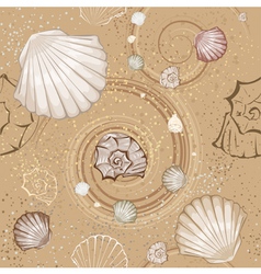 Blue seamless gold seashells Royalty Free Vector Image