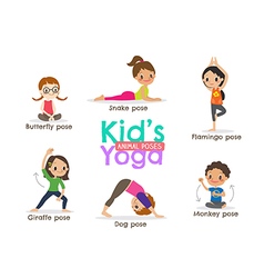 Yoga for kids cartoon Royalty Free Vector Image