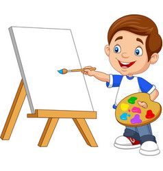 Cartoon boy painting Royalty Free Vector Image