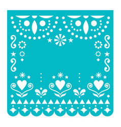 Papel picado template design in turquoise Vector Image