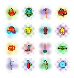 Firefighter icons set Royalty Free Vector Image