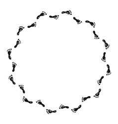 footprints black and white circle frame royalty free vector