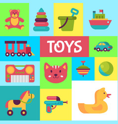 Baby toy shop shelf in flat cartoon style kids Vector Image