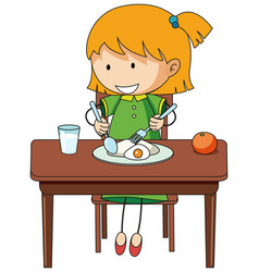 A girl eating her lunch Royalty Free Vector Image