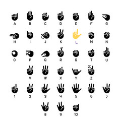 Digit six in american sign language black glyph Vector Image