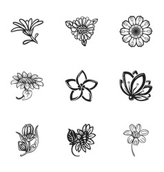 Tattoo flower icon set simple style Royalty Free Vector