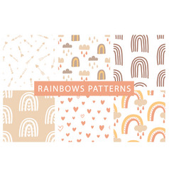 Cute rainbows and hearts seamless pattern Vector Image