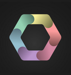 Hexagon divided into six colored parts template Vector Image