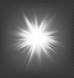 White glowing light burst explosion on transparent