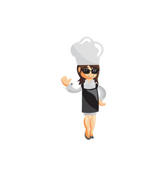 Chef Woman Happy Character Creation Template Pose Vector Image