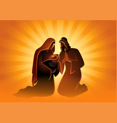 Cartoon nativity scene with holy family Royalty Free Vector