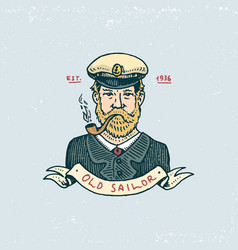 Sailor cartoon character set old captain Vector Image