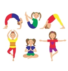 Kids yoga poses child doing Royalty Free Vector Image