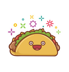 Kawaii smiling mexican taco icon cartoon Vector Image