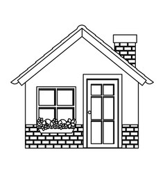 Silhouette comfortable facade house with brick Vector Image