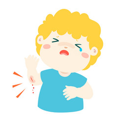 Crying girl with wounds from accident Royalty Free Vector