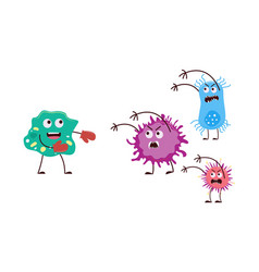 Blue cartoon bacteria monster with angry face Vector Image