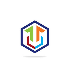 Polygon sign technology company logo Royalty Free Vector