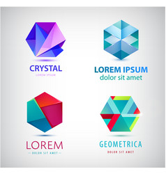 Abstract origami logo 3d facet shape Royalty Free Vector