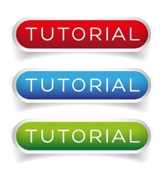 Tutorial button blue Royalty Free Vector Image