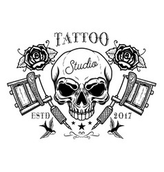 Tattoo studio emblem template crossed tattoo Vector Image